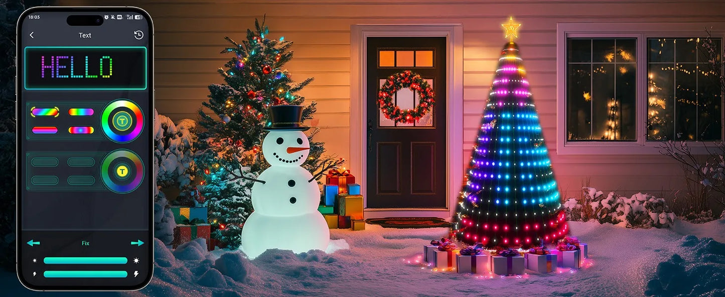 7FT 400LEDs Smart LED Dynamic RGB Color App Music Sync Timer Christmas Tree Lights