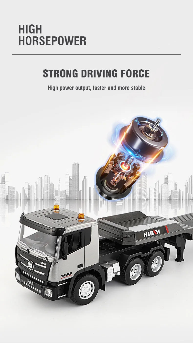 Huina 1318 1:18 RC Flatbed Transport Truck – 9-Channel Alloy Trailer Model