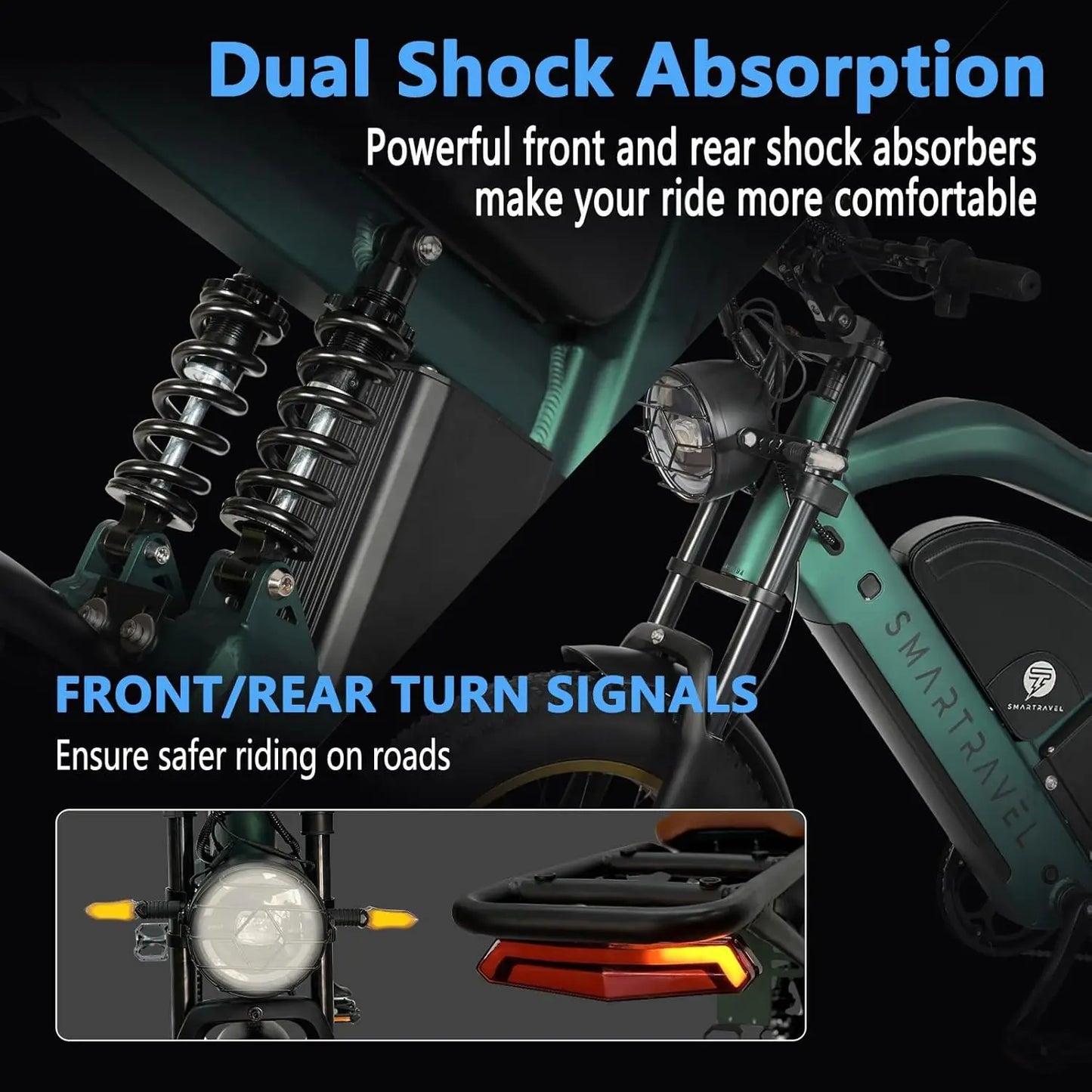 Smartravel 1200W Electric Bike for Adults – 48V 25Ah Battery, APP Control, Full Suspension Fat Tire E-Bike with GPS Tracking & Hydraulic Brakes