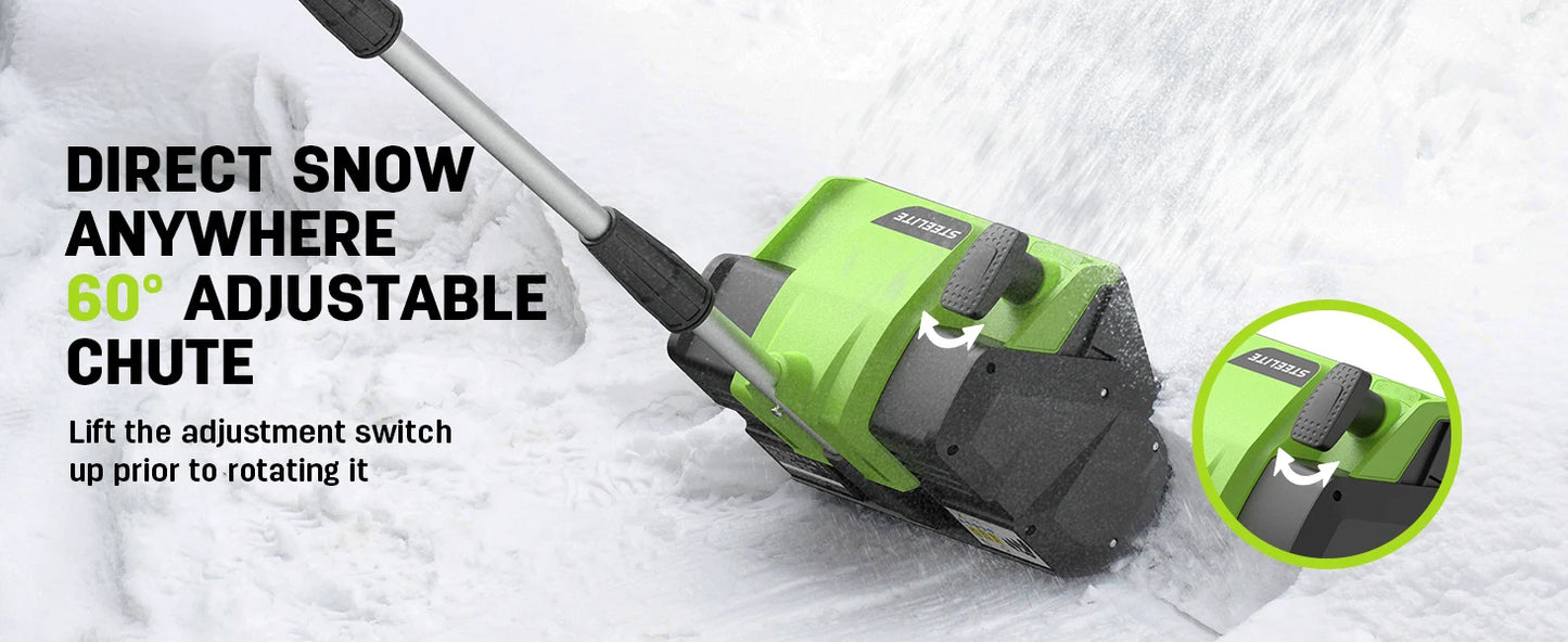 Deli 21V Cordless Snow Shovel with 4.0Ah Battery – 12" Clearing Width, 20FT Throw Distance, 60° Adjustable Chute & Lightweight Design