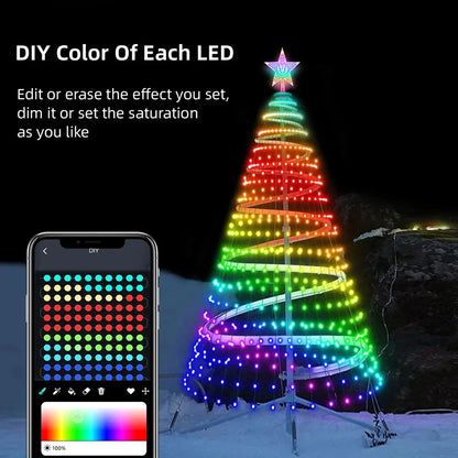 7FT 400LEDs Smart LED Dynamic RGB Color App Music Sync Timer Christmas Tree Lights