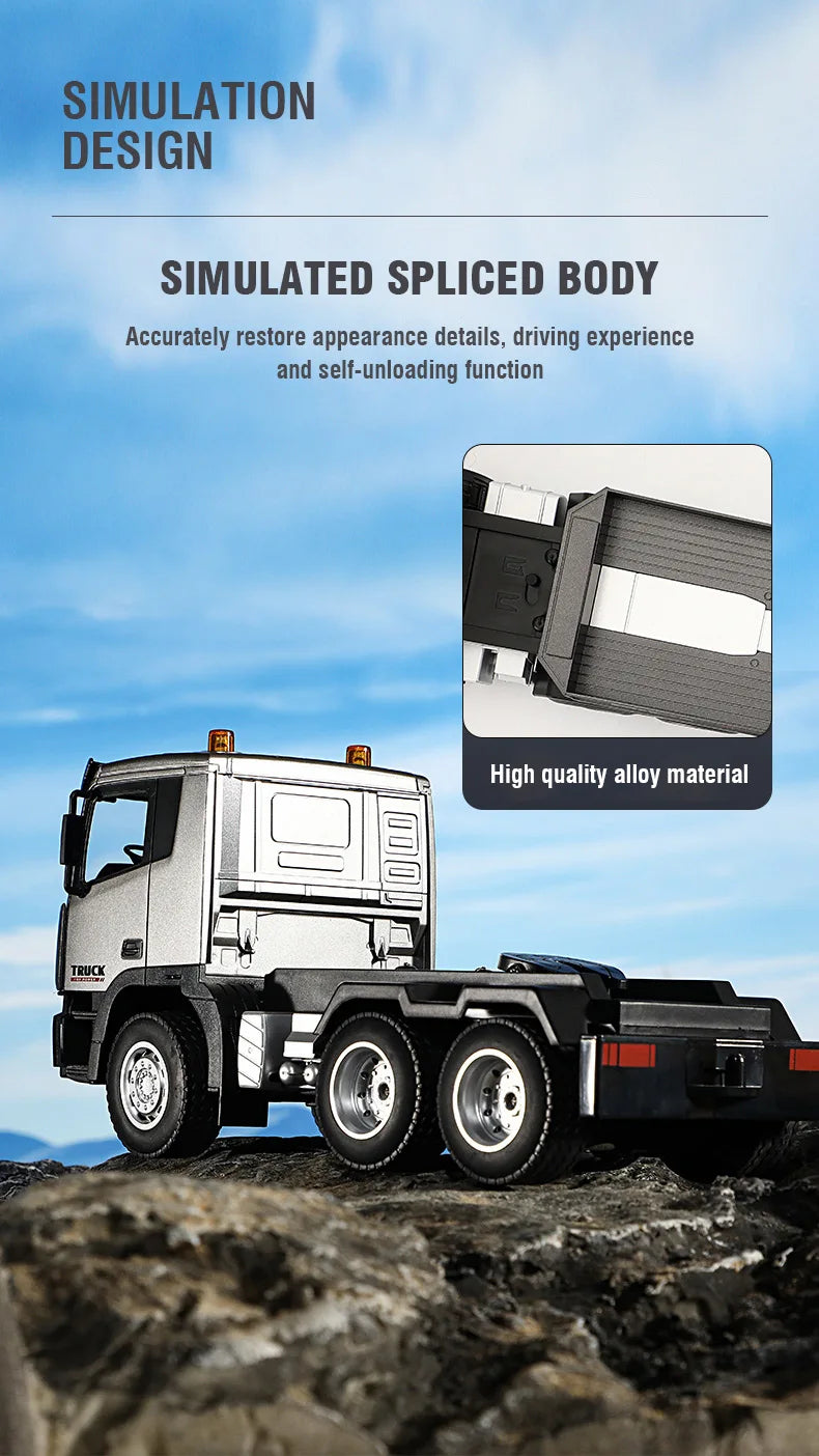 Huina 1318 1:18 RC Flatbed Transport Truck – 9-Channel Alloy Trailer Model