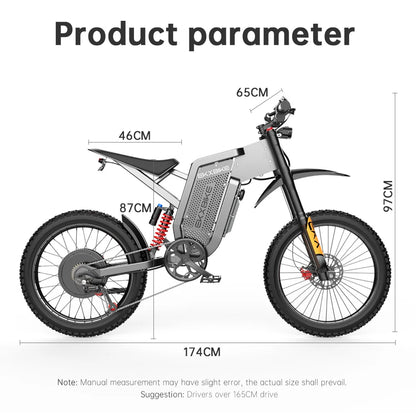 EKXBIKE X21 Max Electric Motorcycle – 3000W Brushless Motor, 60V 30Ah Battery, 85KM/H Speed, Off-Road E-Bike for Adults