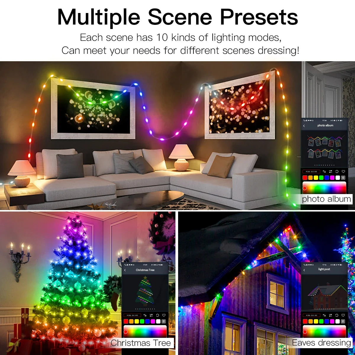30M USB Smart RGB Christmas String Lights – Bluetooth APP Control, Waterproof Fairy Lights