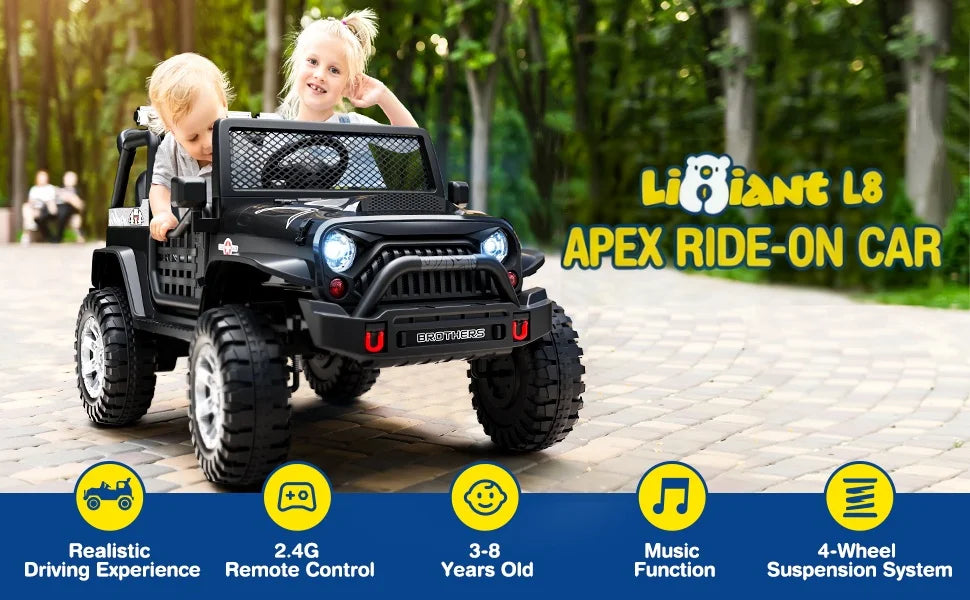 IGIANT 24V 2-Seater Kids Ride-On Truck – Remote Control, Bluetooth, Music, Suspension, LED Lights, 3-Speed Electric Car