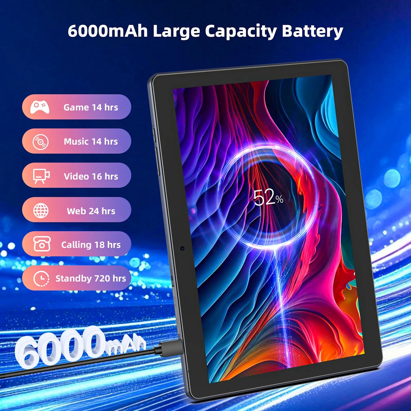 BAKEN 10.1-Inch Android 13 Tablet 2-in-1 Set – 4GB(2+2)+64GB