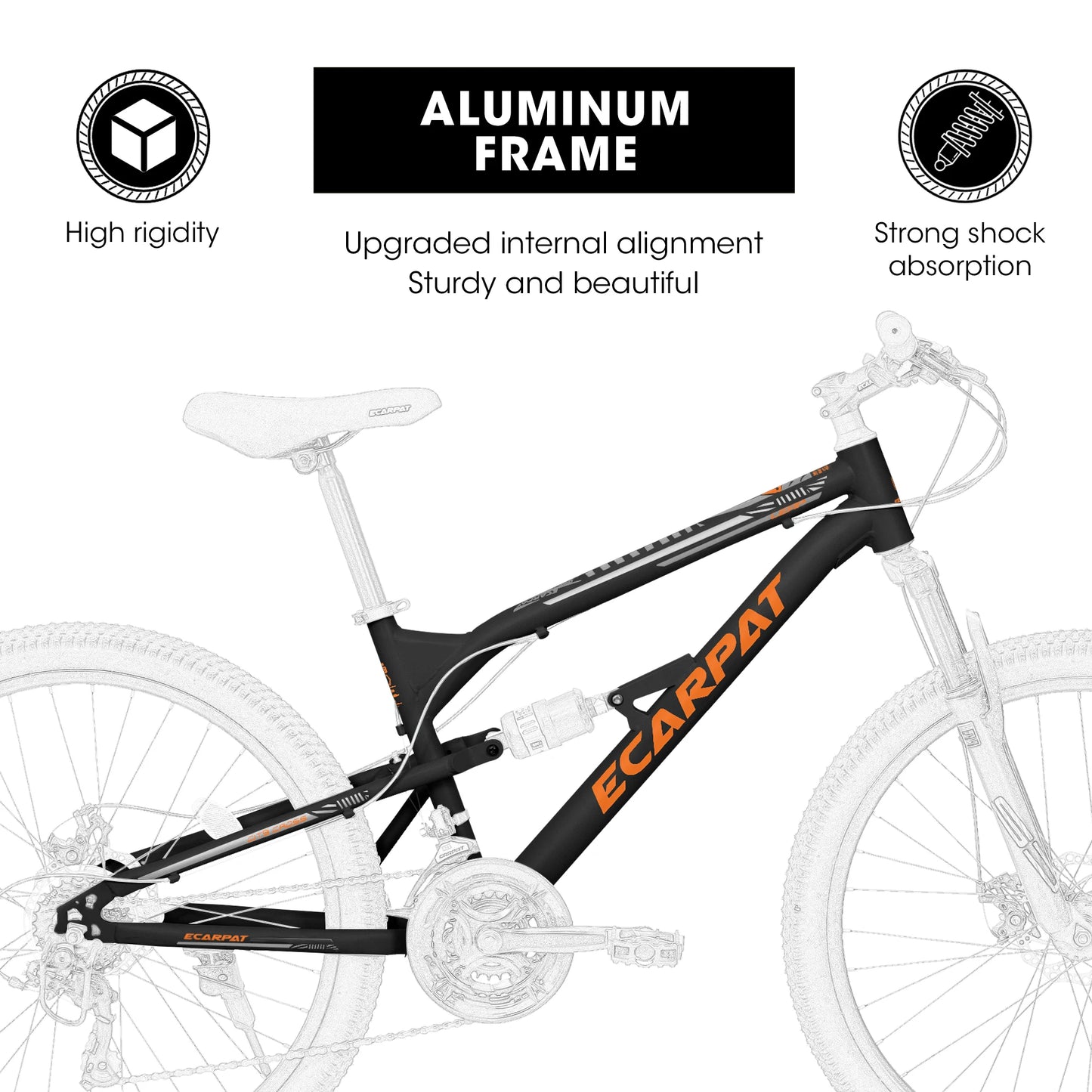 Ecarpat 26” Mountain Bike 21-Speed Dual Suspension MTB with Disc Brakes
