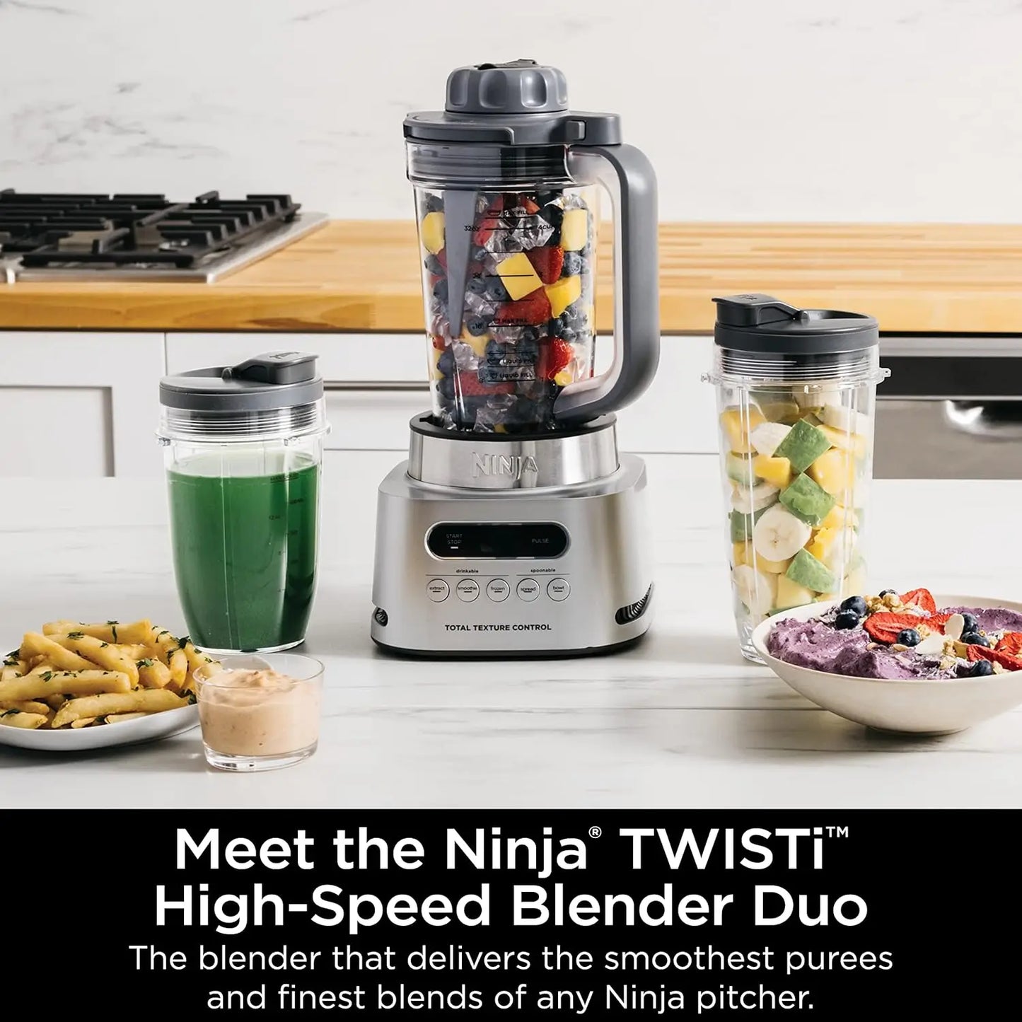 SS151 TWISTi Blender DUO, High-Speed 1600 WP Smoothie Maker & Nutrient Extractor, 5 Functions Smoothie, Spreads & More, smartTORQUE, 34-oz. Pitcher & (2) To-Go Cups, Gray
