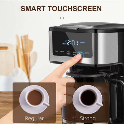 HomeBrew Pro Programmable Drip Coffee Maker - 12 Cup Capacity with Iced Coffee Function & Touchscreen