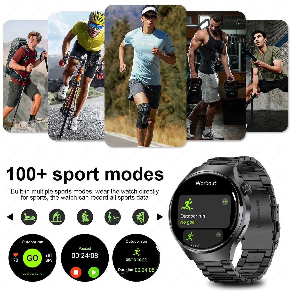 LIGE NFC Smart Watch – HD Display, Bluetooth Call, Fitness & Health Tracker, IP68 Waterproof