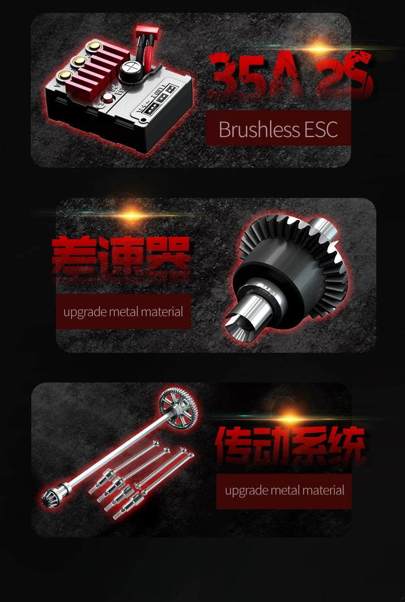 Teeggi 16101 / 16102 PRO 1:16 RC Drift Car – 70KM/H Brushless 4WD Off-Road Monster Truck with LED Lights