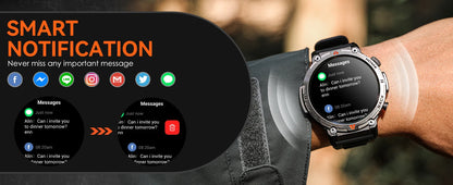 LaNikar 2024 Smart Watch for Men – Bluetooth Calling, Built-in Flashlight, 1.45” Touchscreen, Military-Grade Fitness Tracker