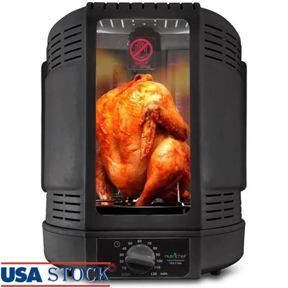 Vertical Rotisserie Oven Roaster Shawarma Kebab Machine Skewer Rack Cooking Basket Tower Healthy Countertop Cooking with