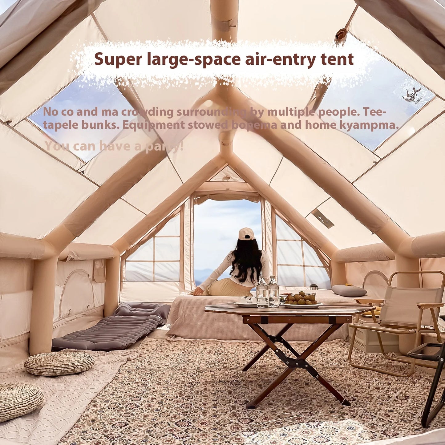 Inflatable Glamping Tent Luxury Air Tent for Camping with Stove Jack (4–8 Person)