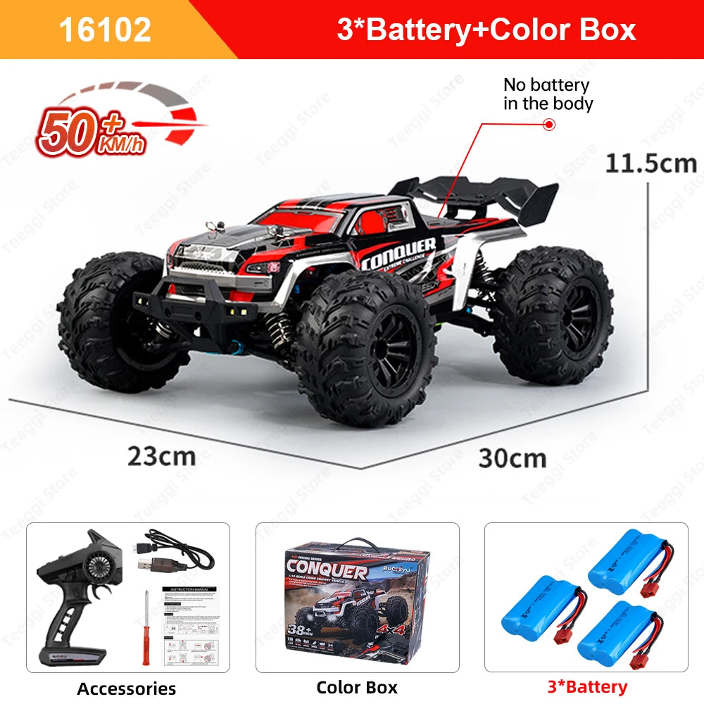 Teeggi 16101 / 16102 PRO 1:16 RC Drift Car – 70KM/H Brushless 4WD Off-Road Monster Truck with LED Lights