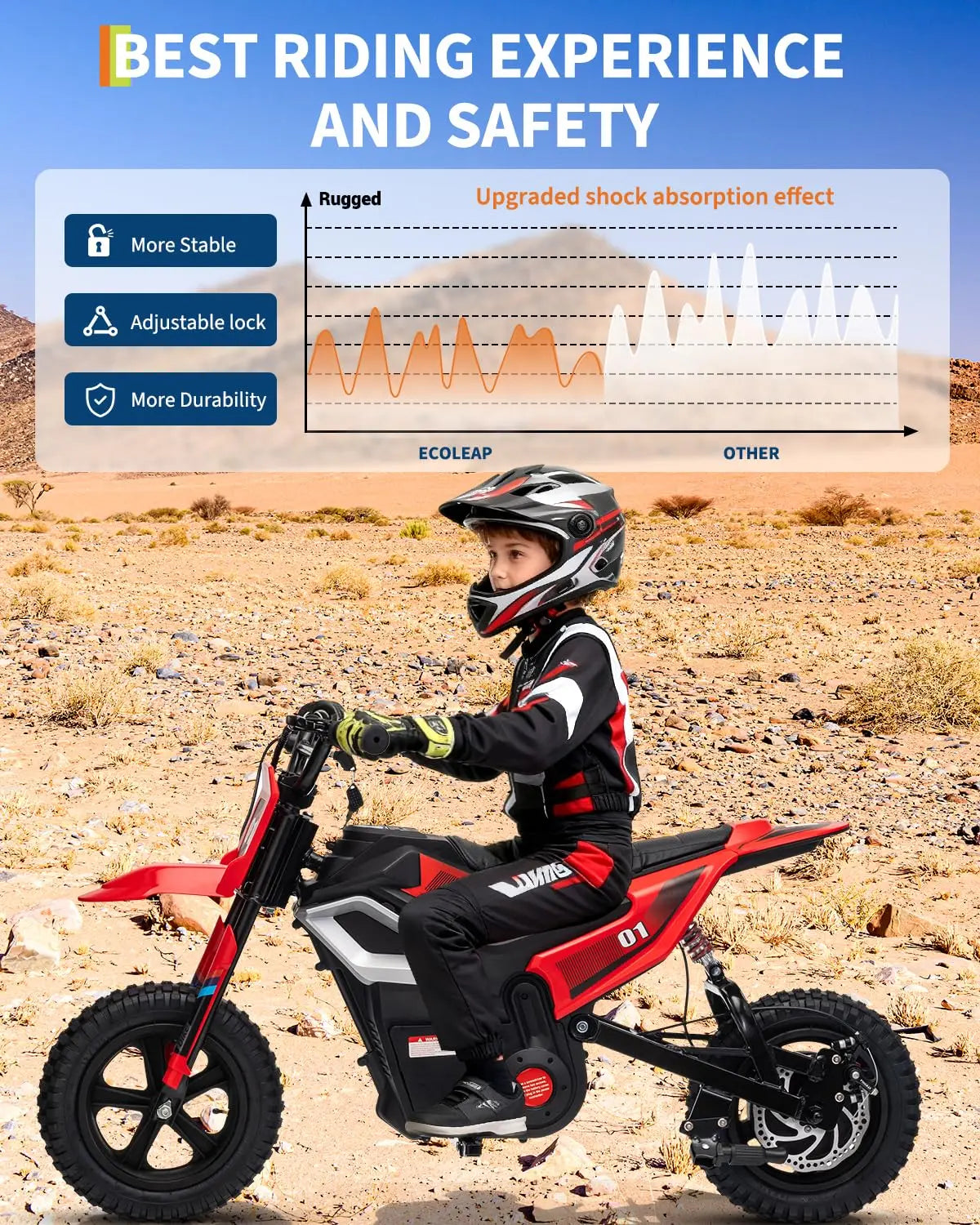 24V 350W Kids Electric Dirt Bike – Ride-On Motorcycle with Bluetooth, Suspension, and Realistic Off-Road Performance
