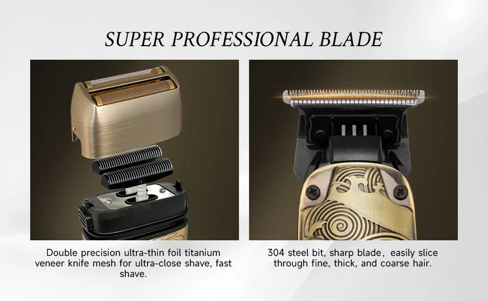 OUDIM 2-in-1 Professional Shaver & Clipper Set with High-Speed Motor, Type-C Fast Charging & LED Display