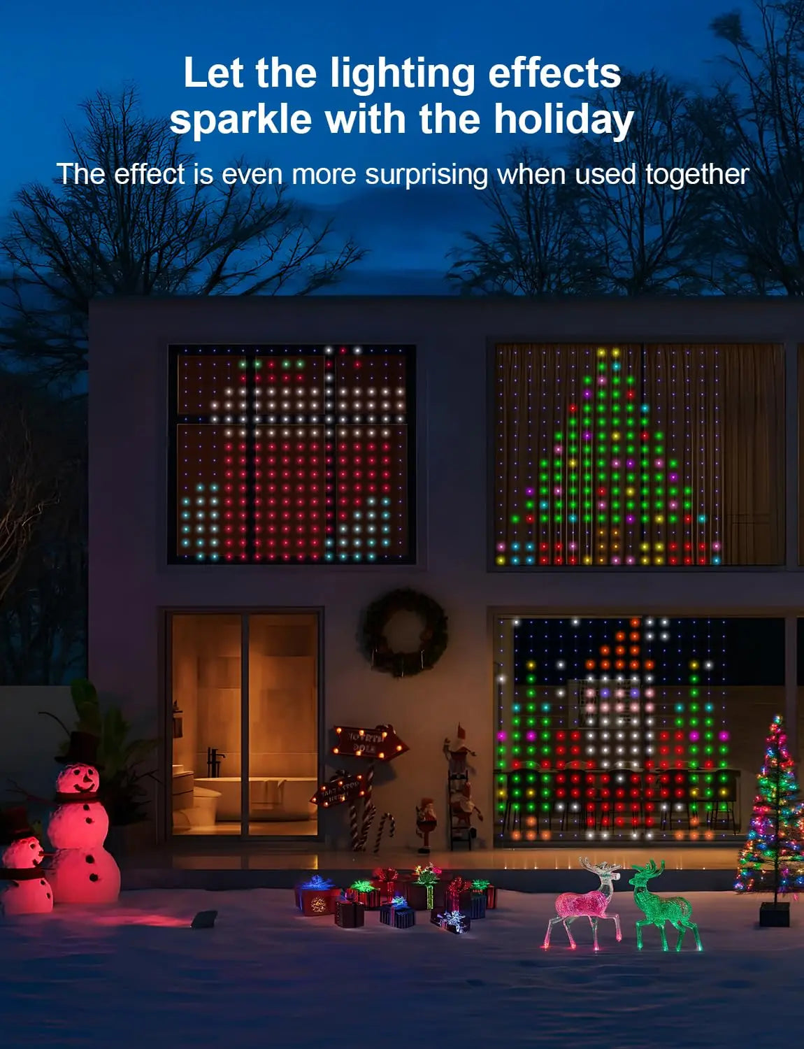 LED RGB Controlled Text Programmable Music Sync Remote Smart App String Fairy Lights Curtain