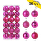 24/36 Pcs Hanging Christmas Tree Ornaments 3/4CM Balls Multiple Colors