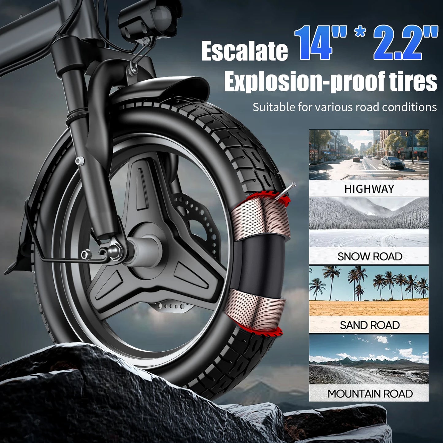 X-Koala Foldable Electric Bike for Adults – 500W Motor, 48V 15Ah Removable Battery, 25MPH Folding E‑Bike with LCD Display