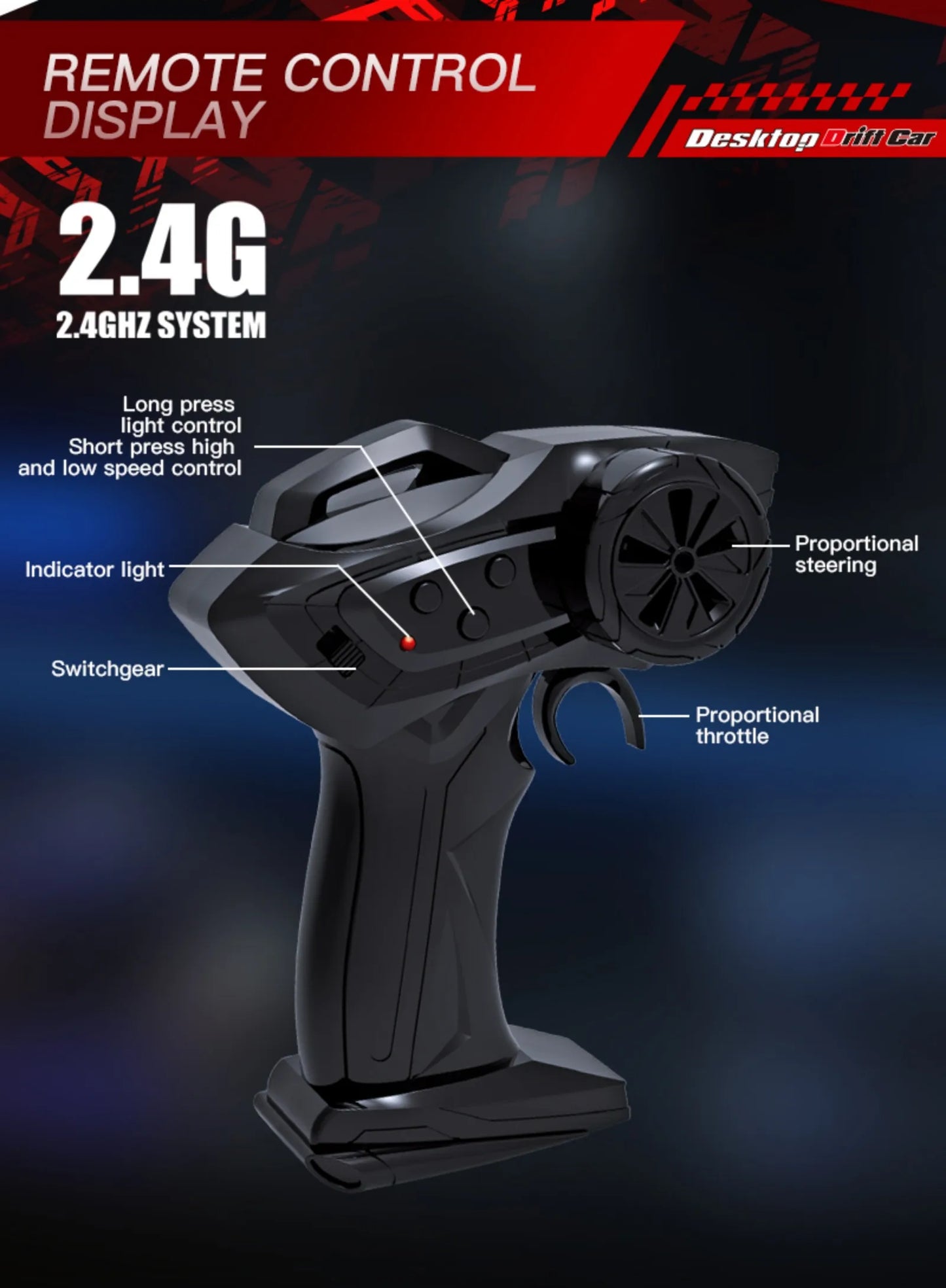 KF20 1:64 Mini Drift RC Car – 4WD Remote Control Racing Car with LED Lights, USB-C Charging, Full Proportional Control Toy for Kids & Adults