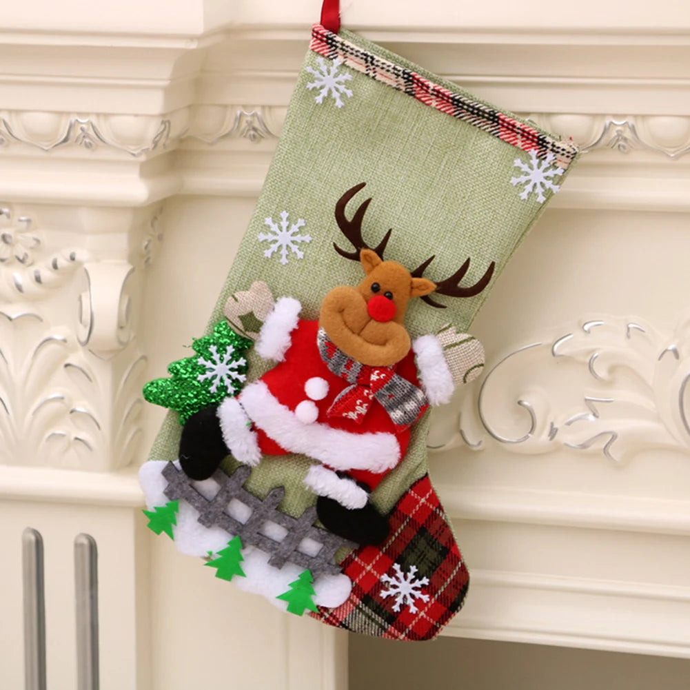 4Pcs Christmas Stockings Set – Santa, Snowman, Bear & Elk