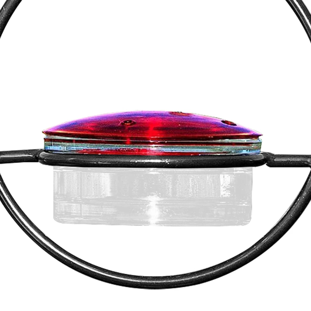 Circular Hanging Hummingbird Feeder – Bee & Ant Proof with Red Glass Bowl, Easy Clean, Outdoor Bird Feeder for Garden, Patio, Deck