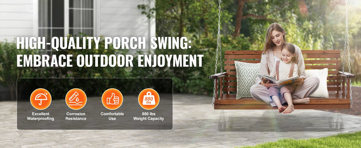 Wooden Porch Swing 5 FT – Heavy-Duty Outdoor Hanging Bench