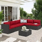 7-Piece Outdoor Patio Furniture Set – Wicker Sectional Sofa with Cushions & Glass Coffee Table