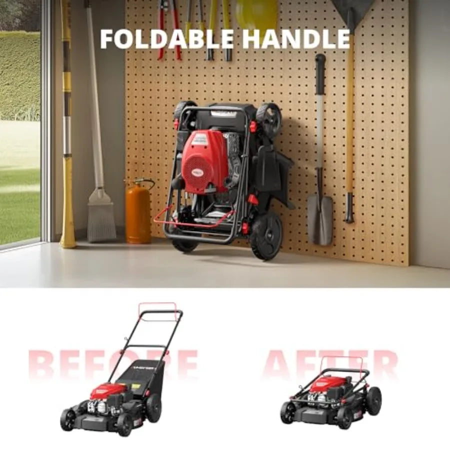 Amerisun 21" Self-Propelled Gas Lawn Mower 170cc OHV Engine with Forced Air-Cooling 3-in-1 System Steel Deck 6-Position Height
