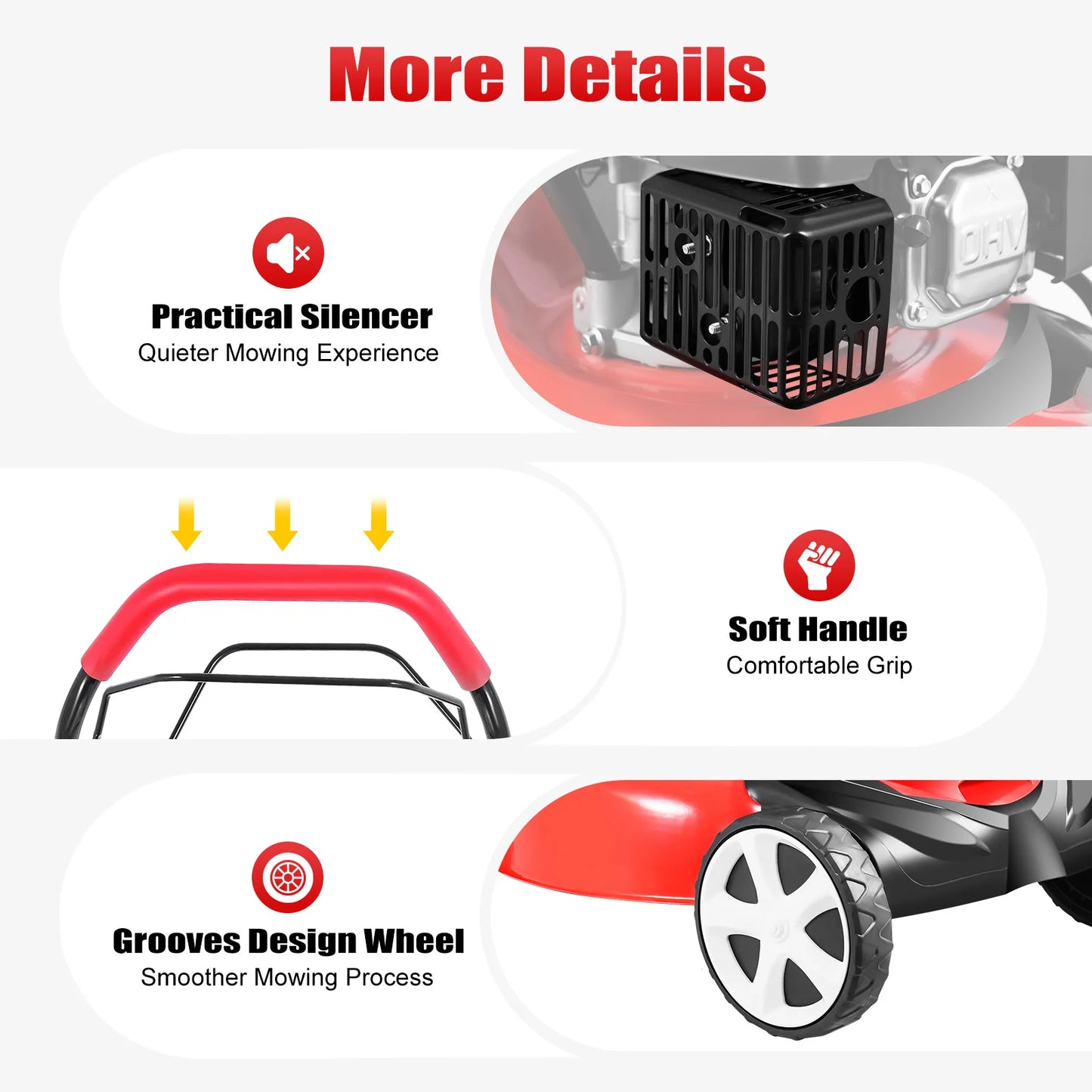 Self-Propelled Gas Lawn Mower 5HP 140CC, 20 Inch Cutting Width with 60L Grass Bag, 8 Height Adjustable 4-Stroke Engine