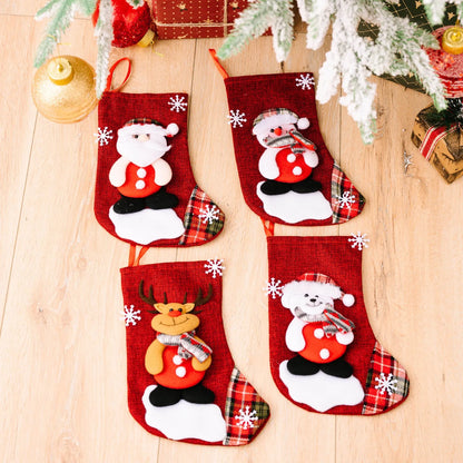 Embroidered Snowman Christmas Stockings – 4 Pack
