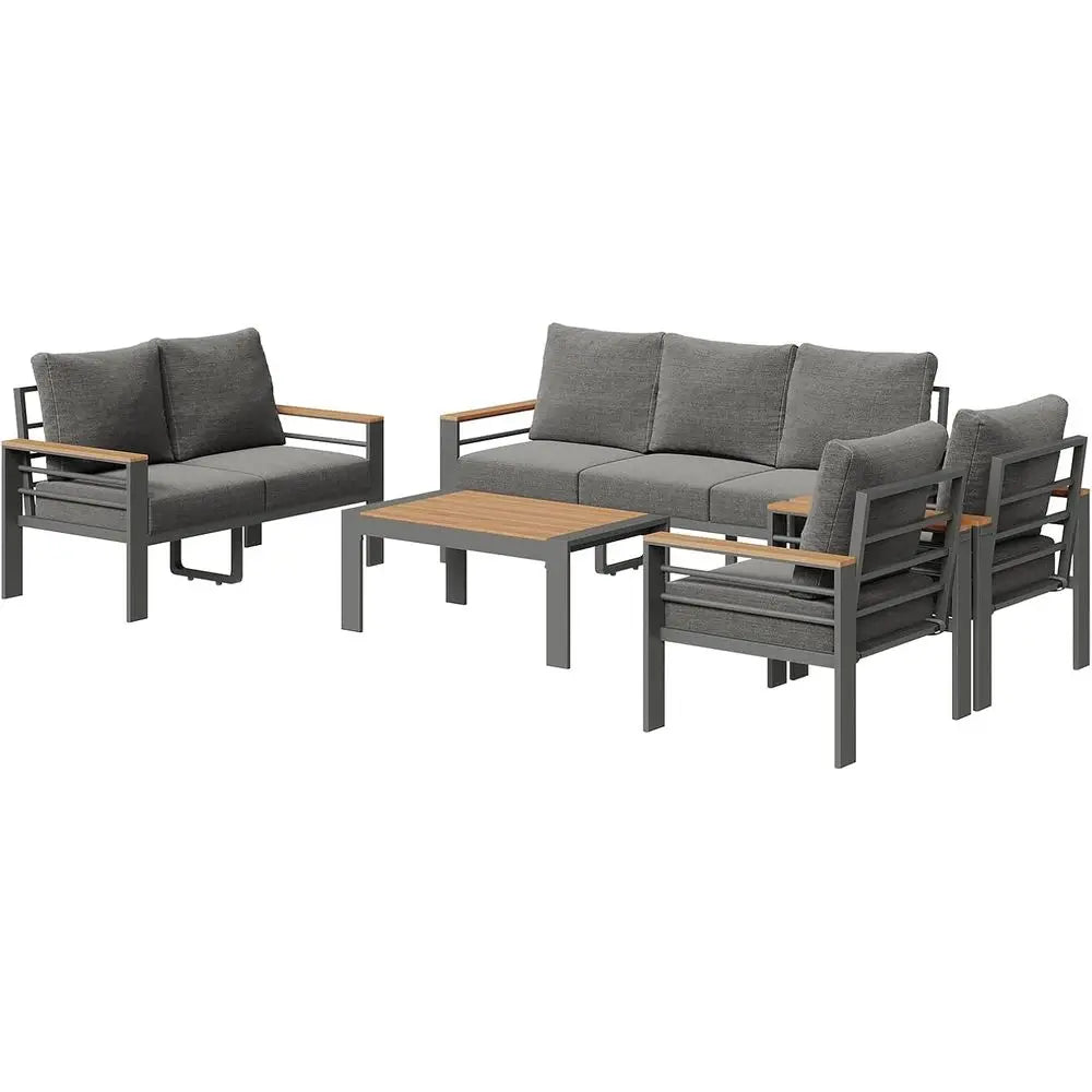5-Seat Outdoor Sectional Patio Set with Coffee Table, Upgraded Cushions for Backyard, Garden & Poolside