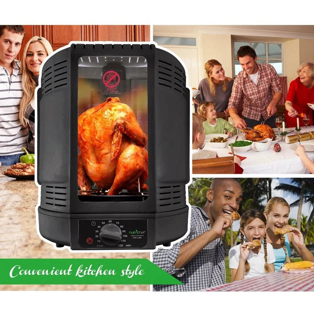 Vertical Rotisserie Oven Roaster Shawarma Kebab Machine Skewer Rack Cooking Basket Tower Healthy Countertop Cooking with