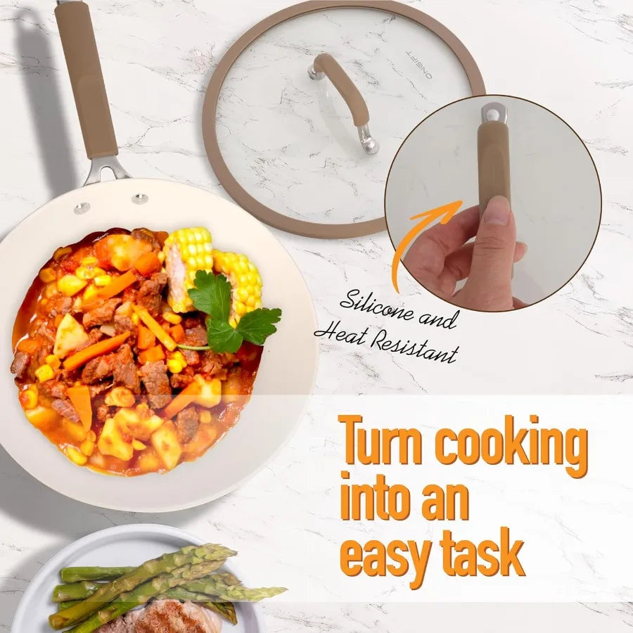 22-Piece Nonstick Ceramic Cookware Set – Pots, Pans & Kitchen Tools
Induction-Compatible Cookware with Stay-Cool Handles