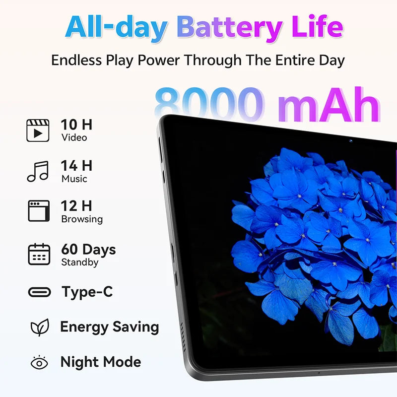 SVITOO P11 11-Inch Android 15 Tablet – 12GB RAM + 128GB Storage, Octa-Core T606, 8000mAh Battery