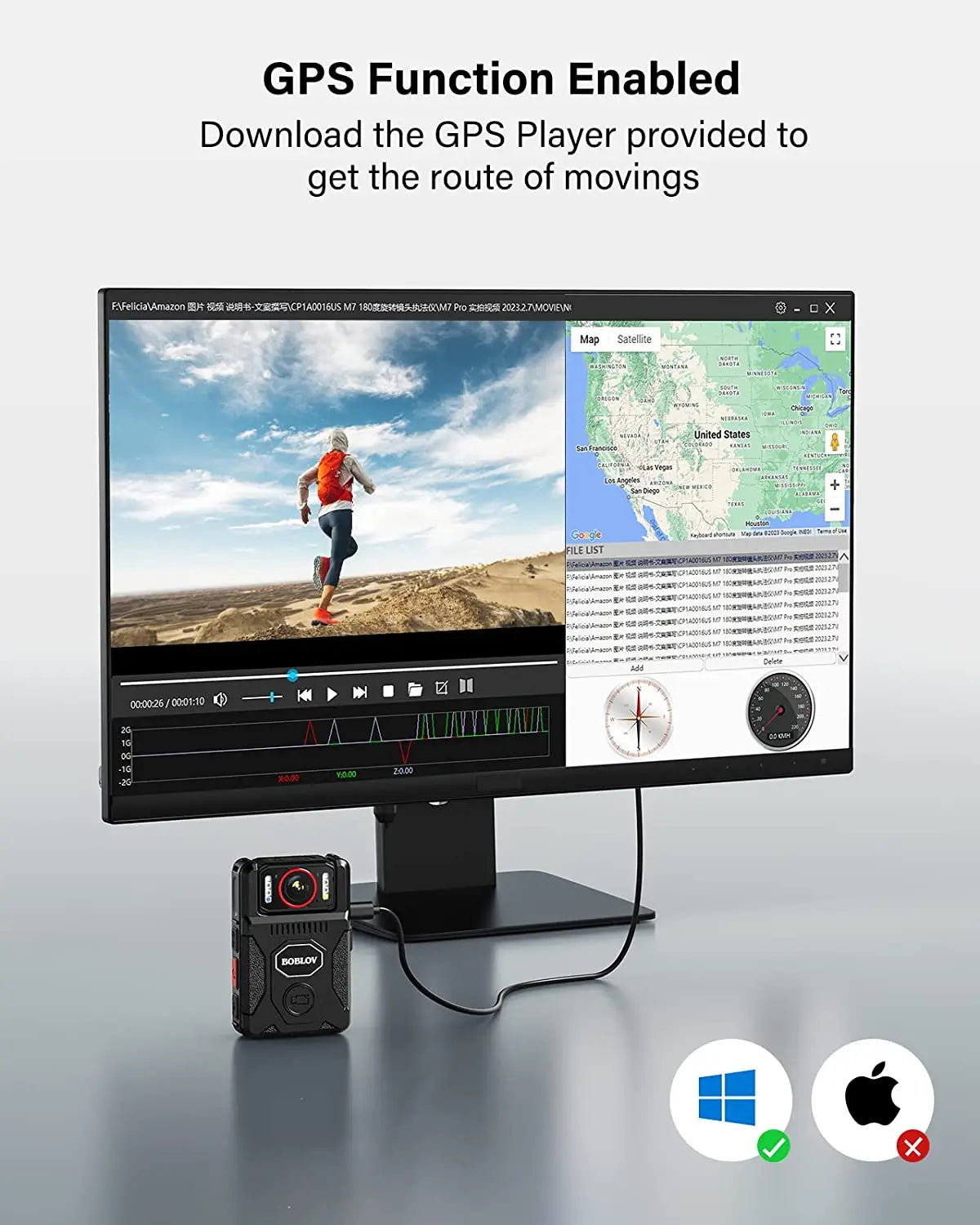 BOBLOV M7 Pro 4K GPS Body Camera with 256GB Storage & 15-Hour Battery