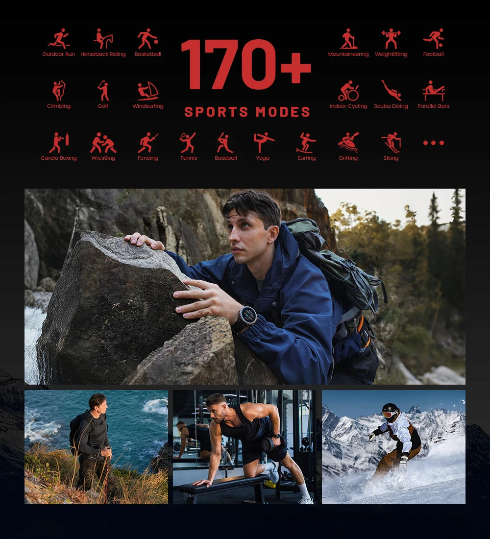 KOSPET TANK T3 Ultra 2 GPS Smartwatch for Men – Compass, Altimeter, Barometer, 5ATM Waterproof, AMOLED Display