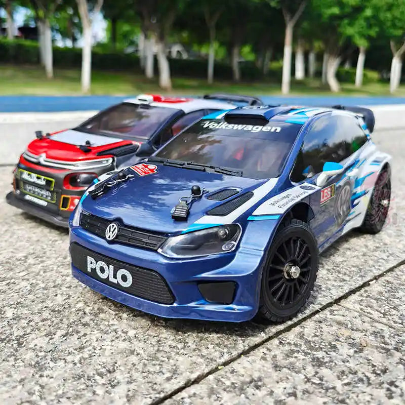 MJX Hyper Go 14304 1:14 Volkswagen Polo R WRC Brushless RC Car – 42KM/H Drift Rally Racer with Gyro, Lights & Metal Chassis