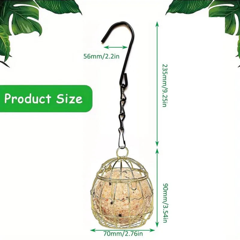 6PCS Metal Suet Ball Bird Feeder Set with Hanging Chains for Outdoor Wild Birds