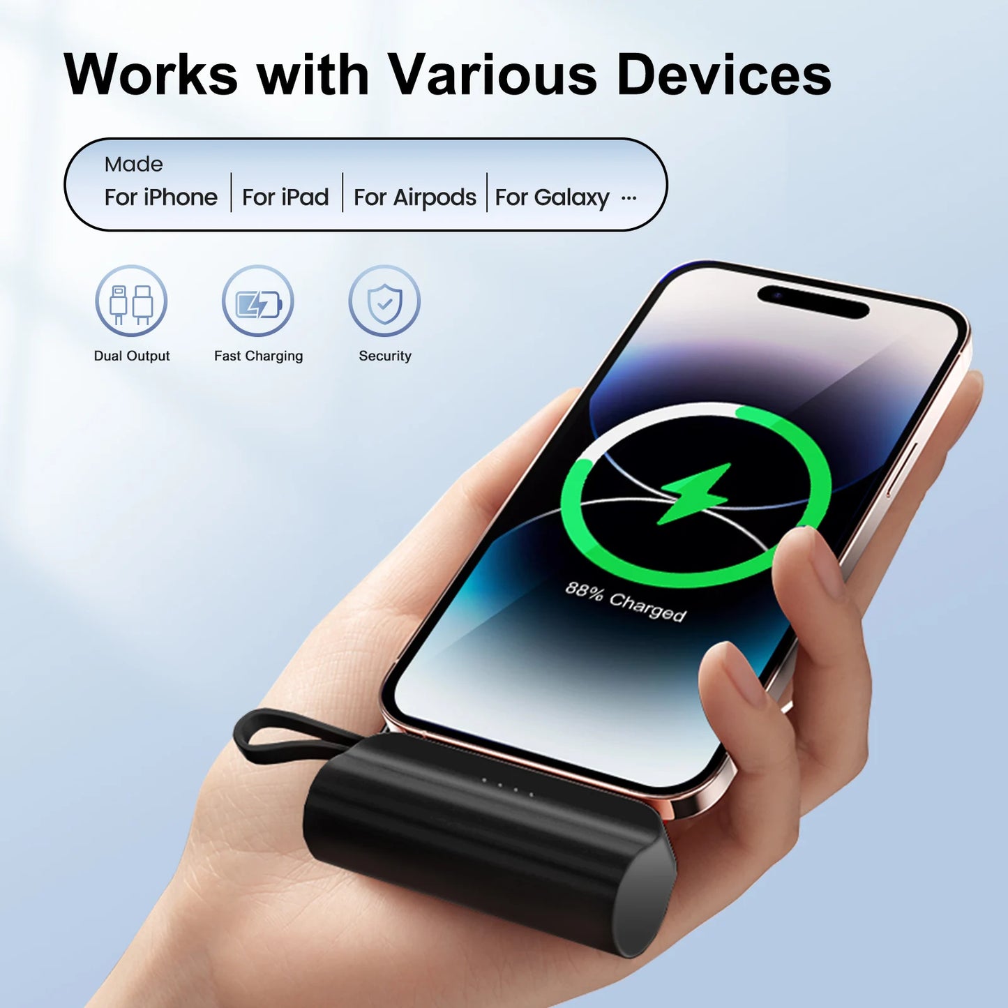 Mini Portable Power Bank 4500mAh – Capsule Charger with Dual USB-C Ports