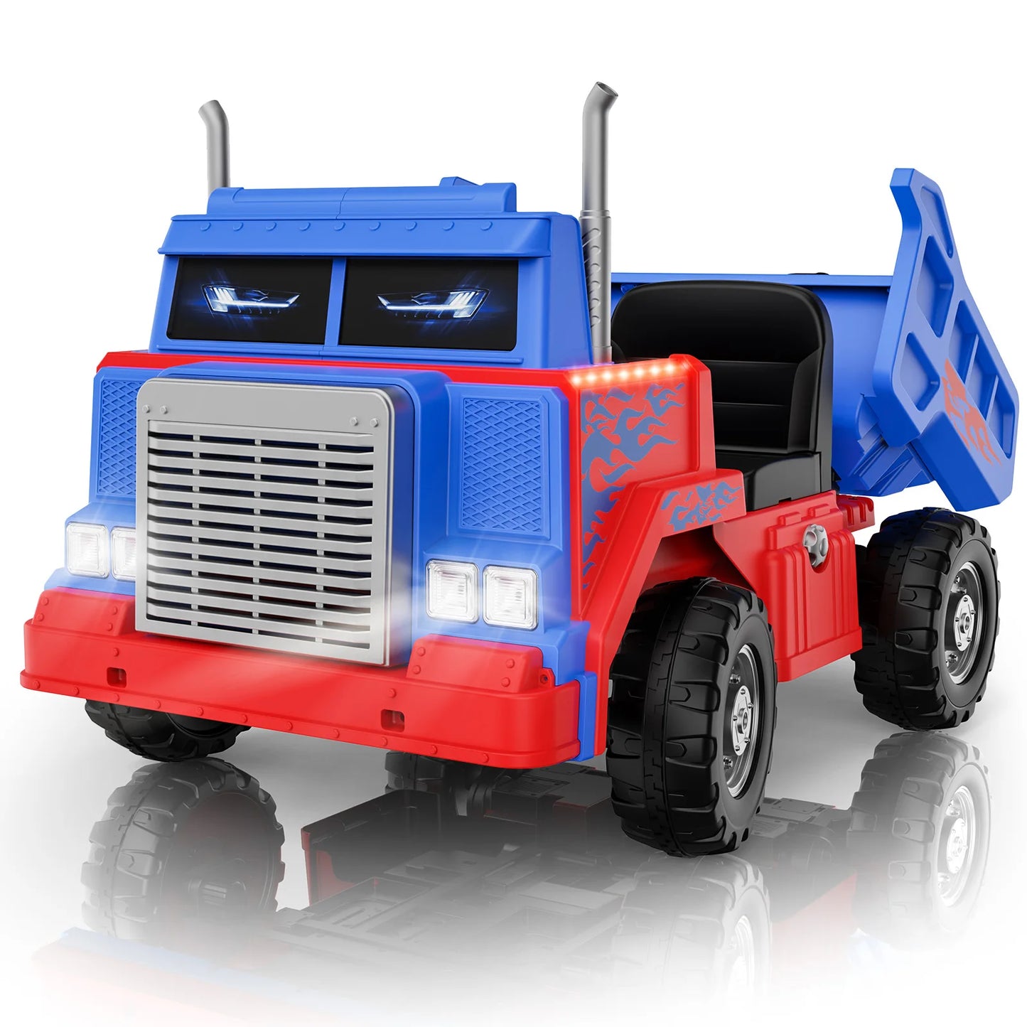 LIGIANT 24V Ride-On Dump Truck for Big Kids – 2-Seater Electric Truck with Remote Control, Power Dump Bed, 4WD Switch, Bluetooth & Suspension