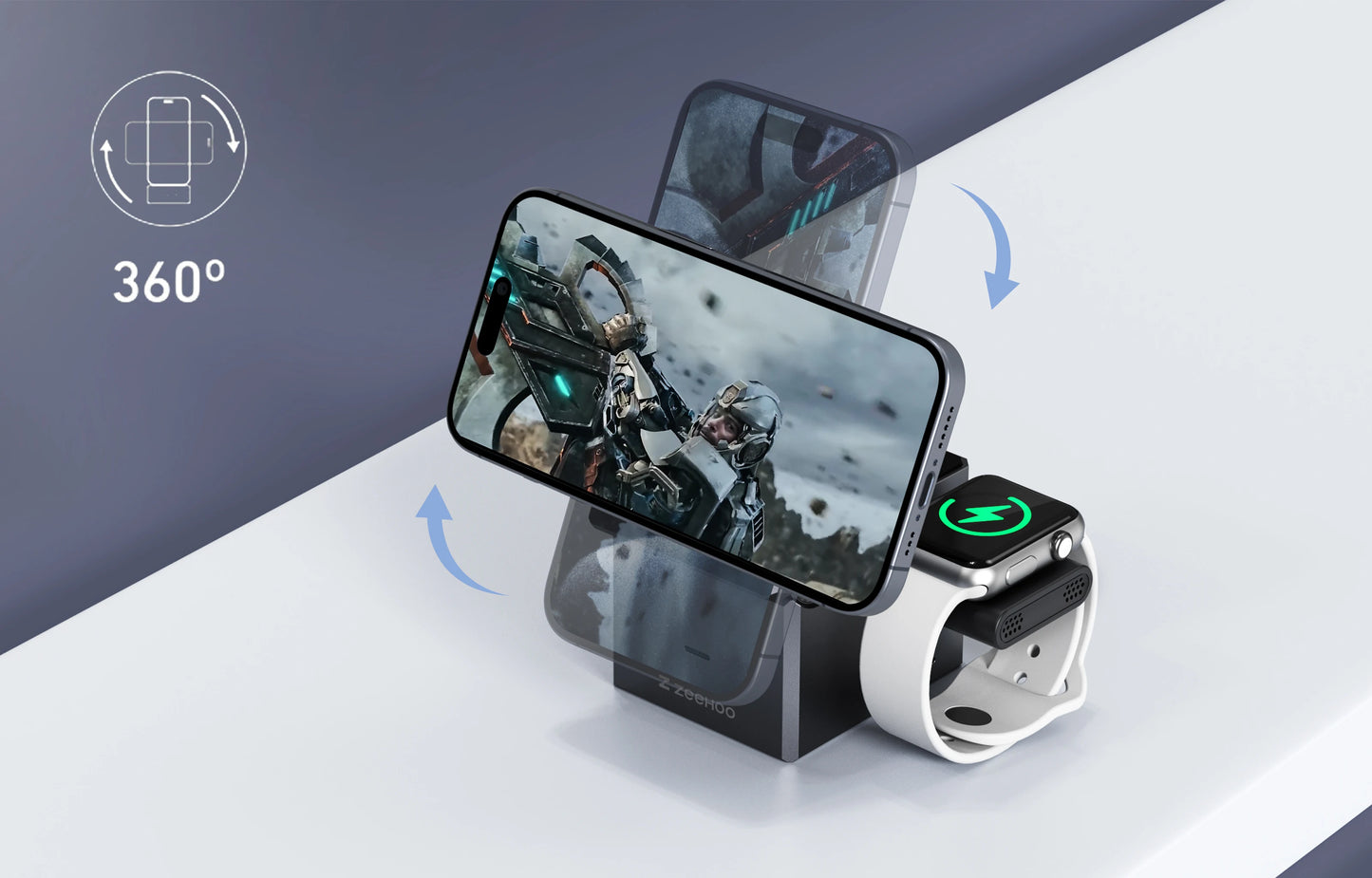 ZeeHoo 3-in-1 Magnetic Wireless Charging Station for Apple Devices