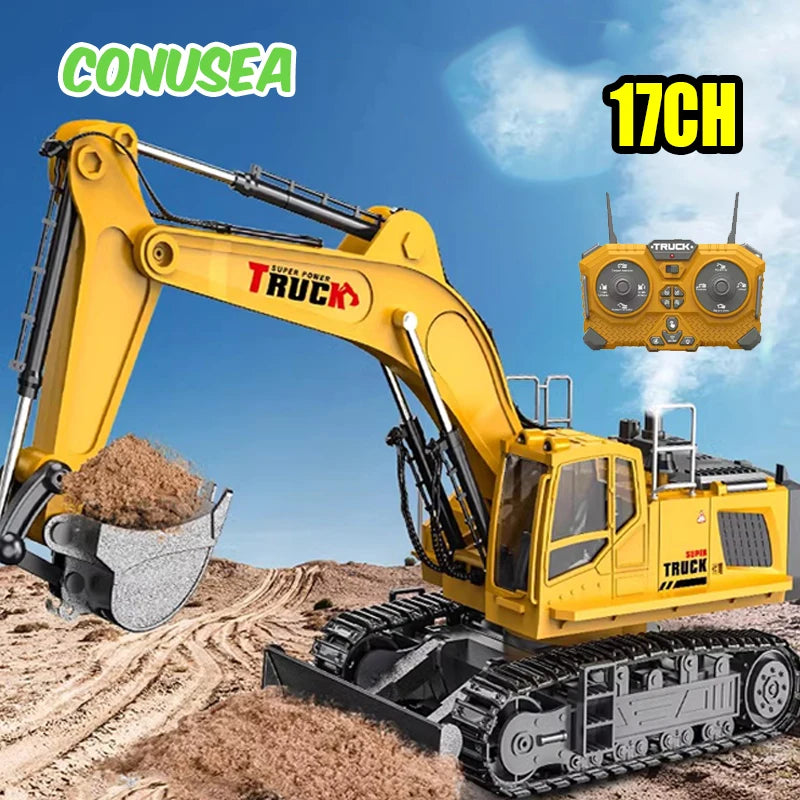 1:18 Alloy RC Excavator – 17-Channel Full Simulation Construction Vehicle