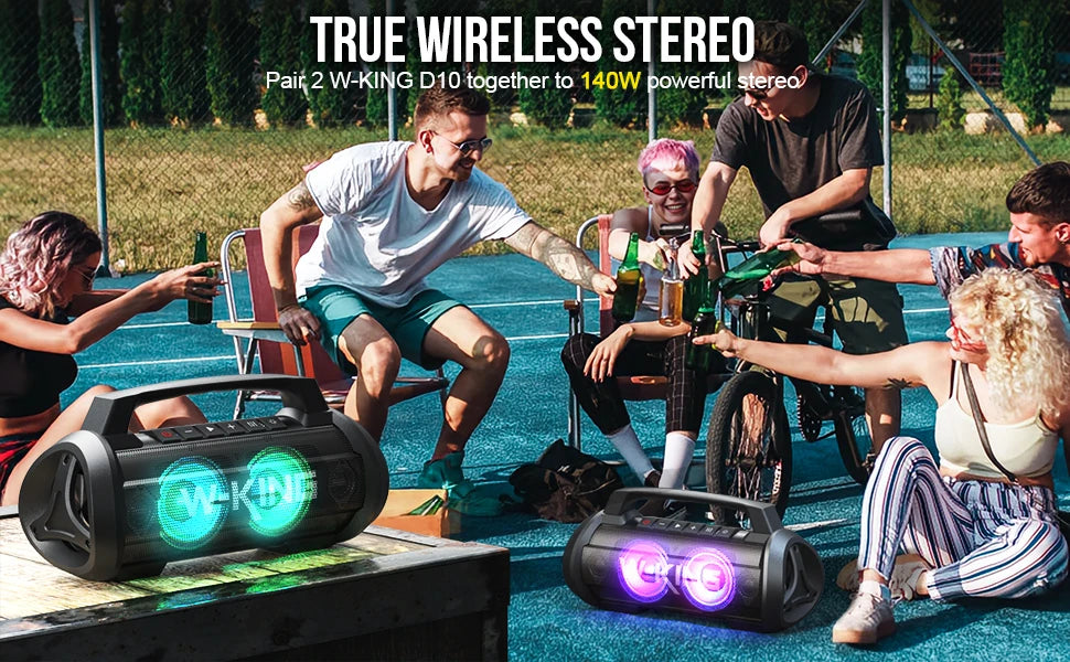 W-KING 70W RMS Bluetooth Portable Speaker,  Speaker Wireless Loud IPX6 Waterproof Bluetooth Speakers with Subwoofer/Bass Boost