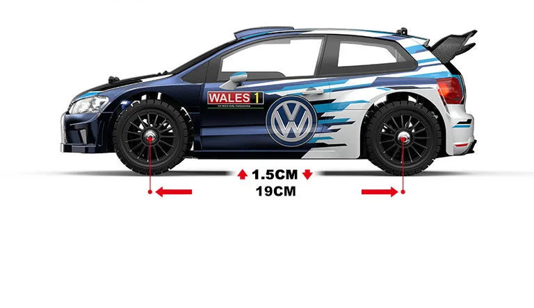 MJX Hyper Go 14304 1:14 Volkswagen Polo R WRC Brushless RC Car – 42KM/H Drift Rally Racer with Gyro, Lights & Metal Chassis