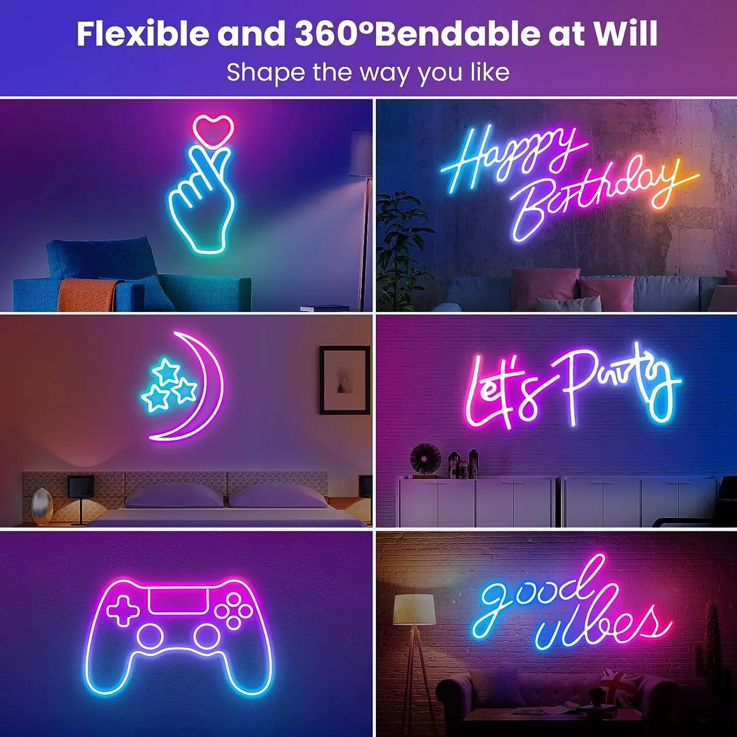 Flexible LED Light Strip With Remote And APP Control RGB Lighting Strip for Home/Bedroom