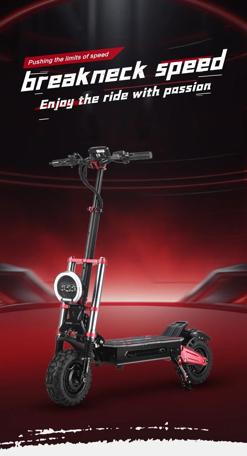 Boyueda S5 Electric Scooter – 6000W Dual Motor, 60V 38Ah Battery, 85 KM/H Max Speed, 120 KM Range, Hydraulic Suspension and Brakes