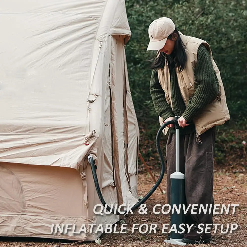 Inflatable Camping Tent for 3–4 People – Four-Season Waterproof Air Tent with Hand Pump and Quick Setup