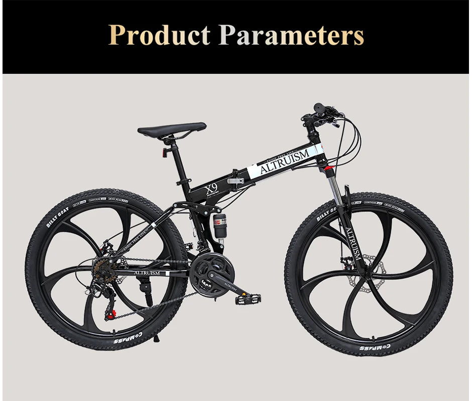 26 Inch Mountain Bike for Men & Women, 21 Speed Dual Suspension Adult Bicycle with Adjustable Disc Brake High Carbon Steel Frame